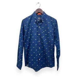 St. John’s Bay Christmas Tree Print Button Down Shirt Size Mens Small